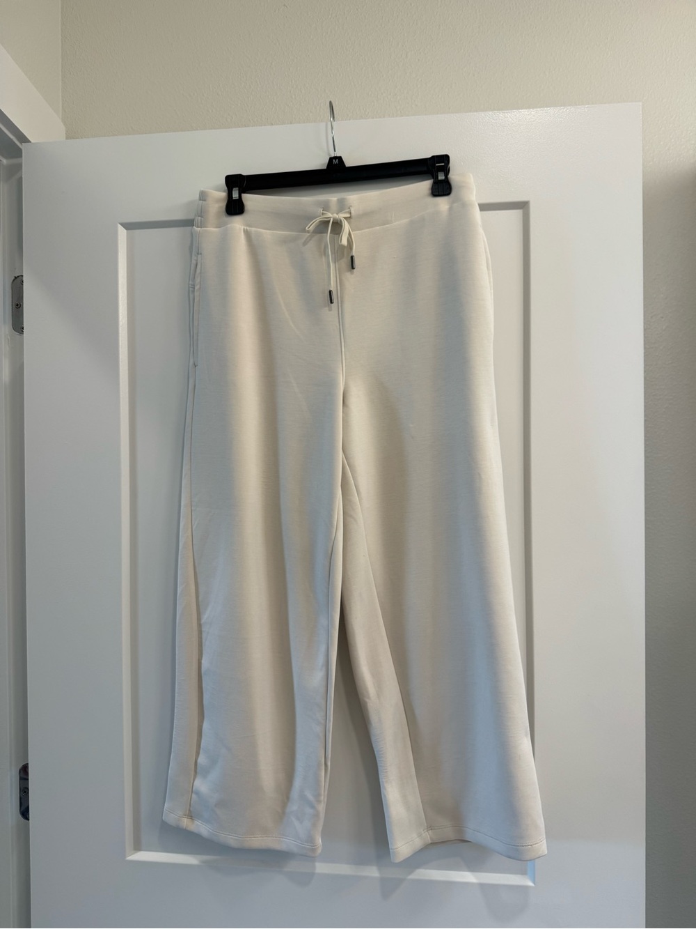 Cream Wide-Leg Drawstring Lounge Pants